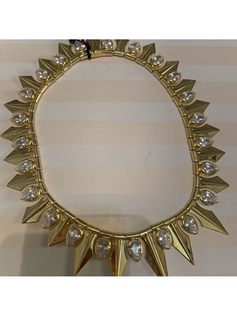 nOir Jewelry Gold and Silver Spiked Statement Necklace
